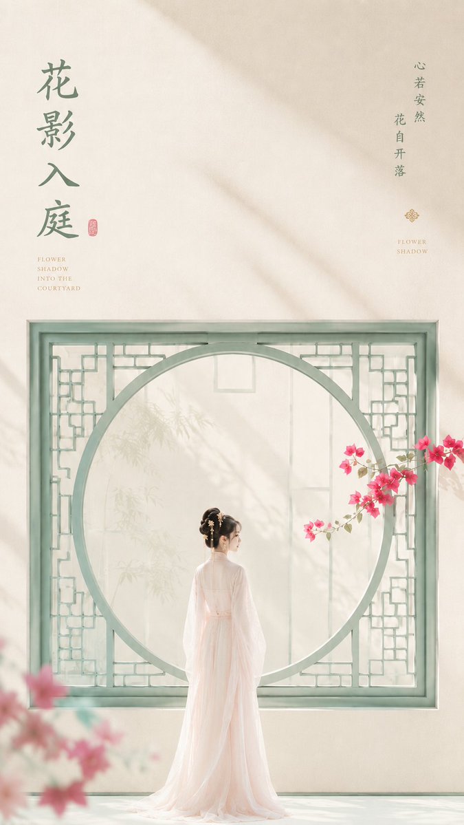 Theme: Oriental Zen minimalist poster. Style: Feminine aesthetic New Chinese style. Main content: {argument n… - AI提示词参考图，来自西西提示词