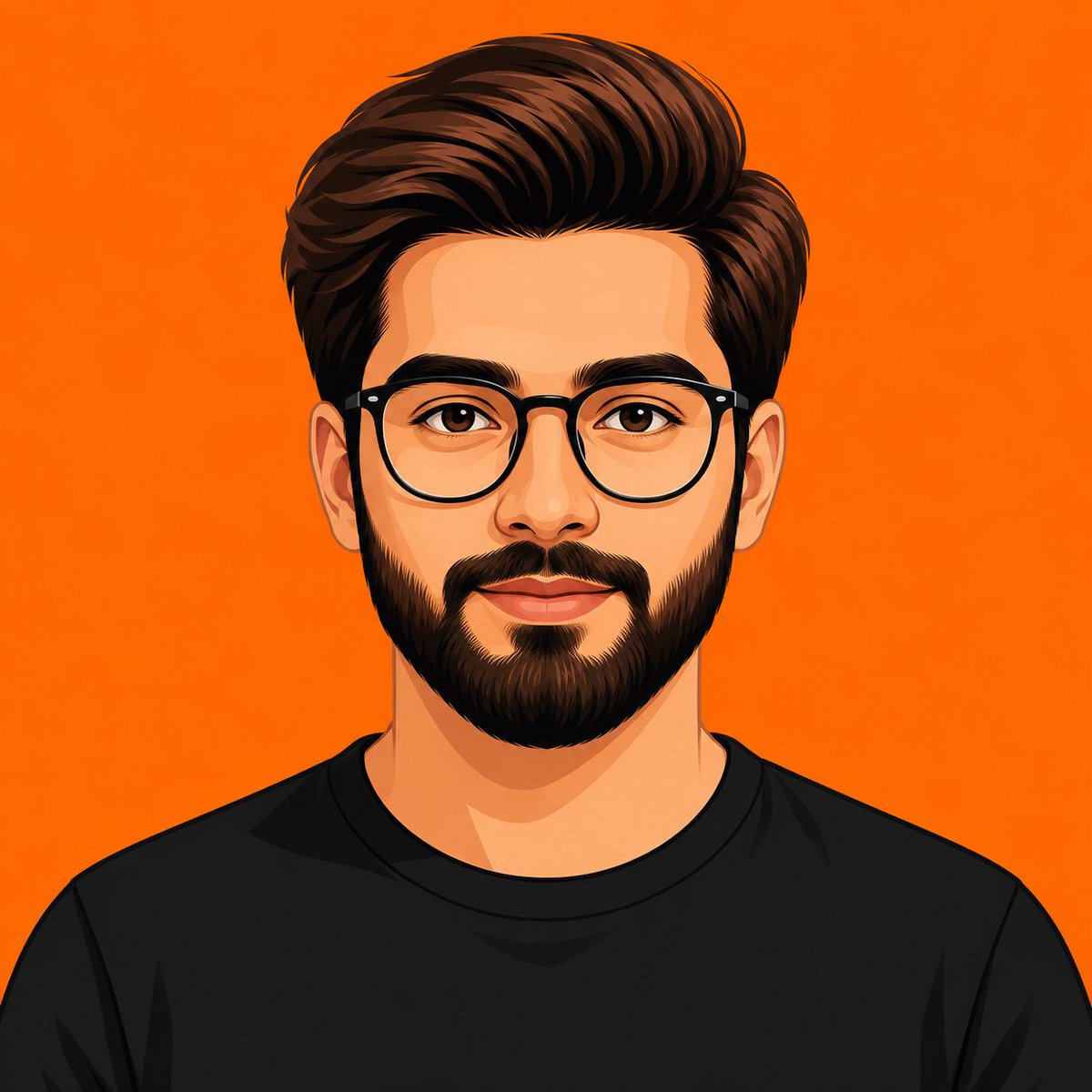 Create a clean, front-facing vector avatar of a young man in a contemporary flat illustration style. The port… - AI提示词参考图，来自西西提示词