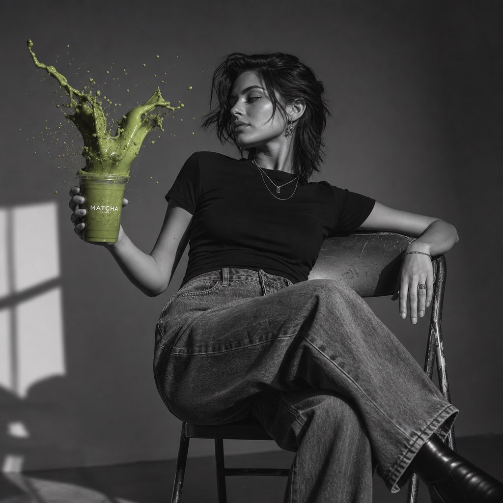 Create a high-end {argument name="color style" default="black and white"} studio fashion portrait of a female… - AI提示词参考图，来自西西提示词