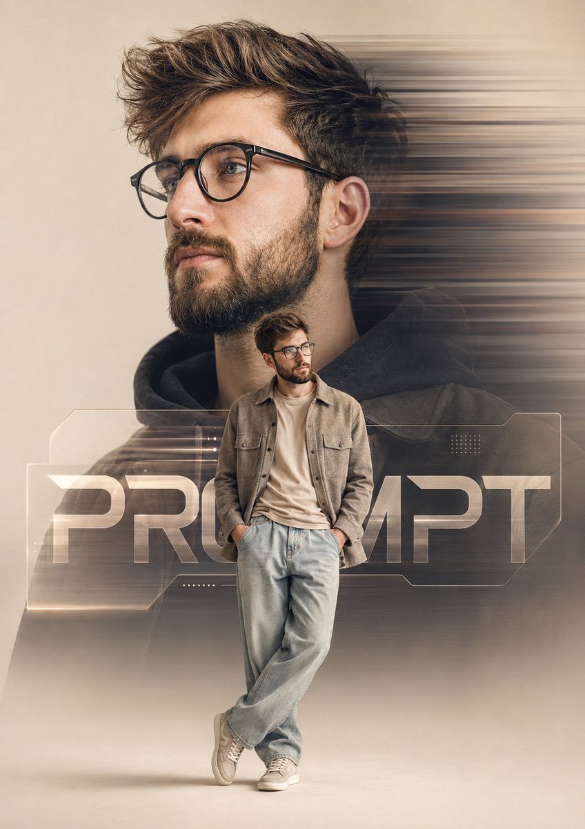 Create a premium cinematic poster-style portrait of the uploaded person in a {argument name="environment" def… - AI提示词参考图，来自西西提示词