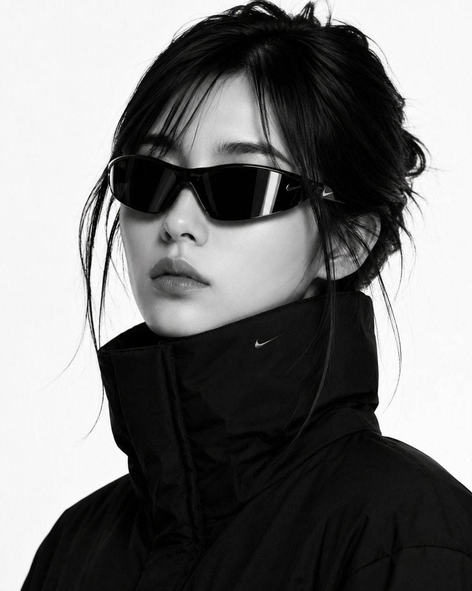 Create a close-up black-and-white high-fashion editorial portrait using the {argument name="reference image" … - AI提示词参考图，来自西西提示词
