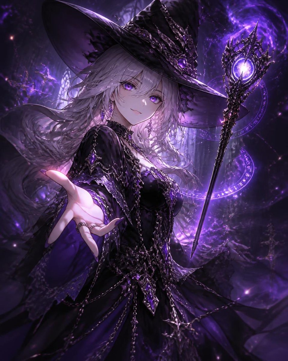 Mysterious {argument name="profession" default="witch"}, {argument name="hair color" default="silver hair"}, … - AI提示词参考图，来自西西提示词