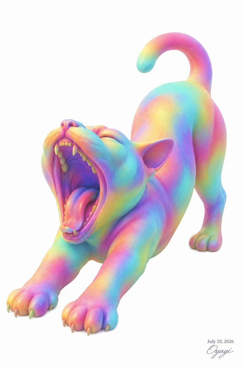 Create a clean high-key 3D digital illustration of {argument name="animal" default="a cat"} on a pure white b… - AI提示词参考图，来自西西提示词