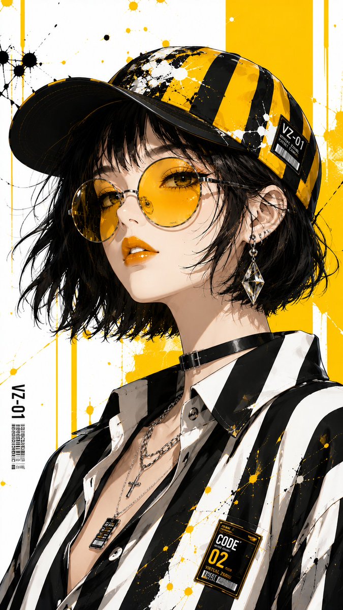 Create an ultra-detailed anime fashion editorial portrait inspired by luxury streetwear, graphic pop art, and… - AI提示词参考图，来自西西提示词