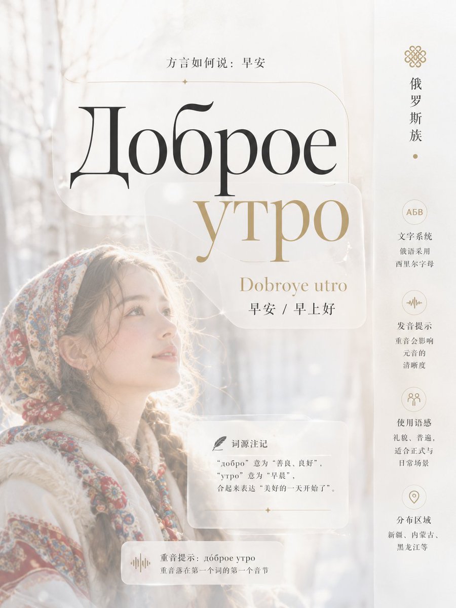 Theme: {argument name="theme" default="10 ethnic minorities, how to say good morning in dialects"}. A total o… - AI提示词参考图，来自西西提示词