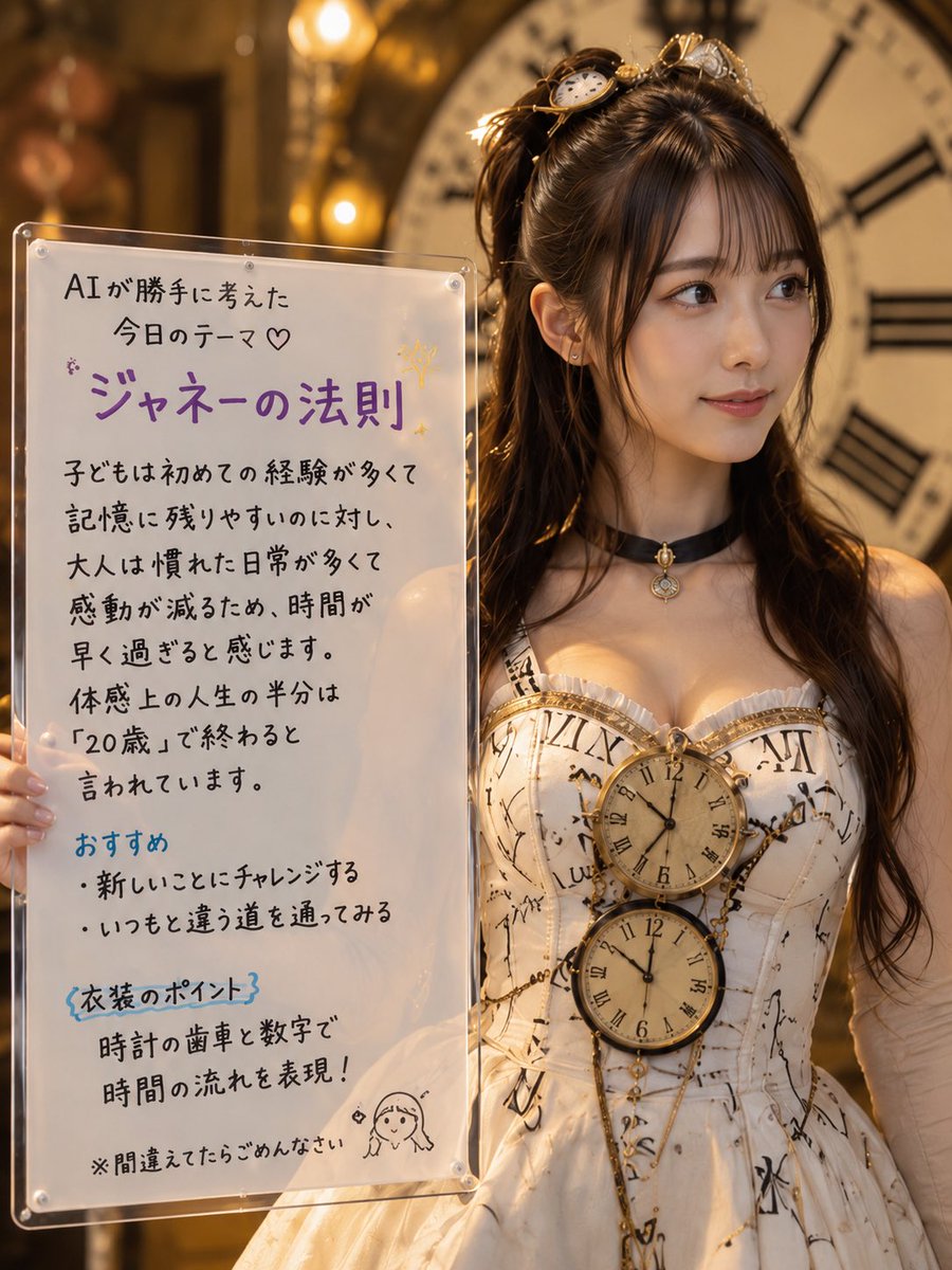 Create a vertical 3:4 photorealistic AI-art portrait of a young Japanese woman in a warm steampunk clock-them… - AI提示词参考图，来自西西提示词