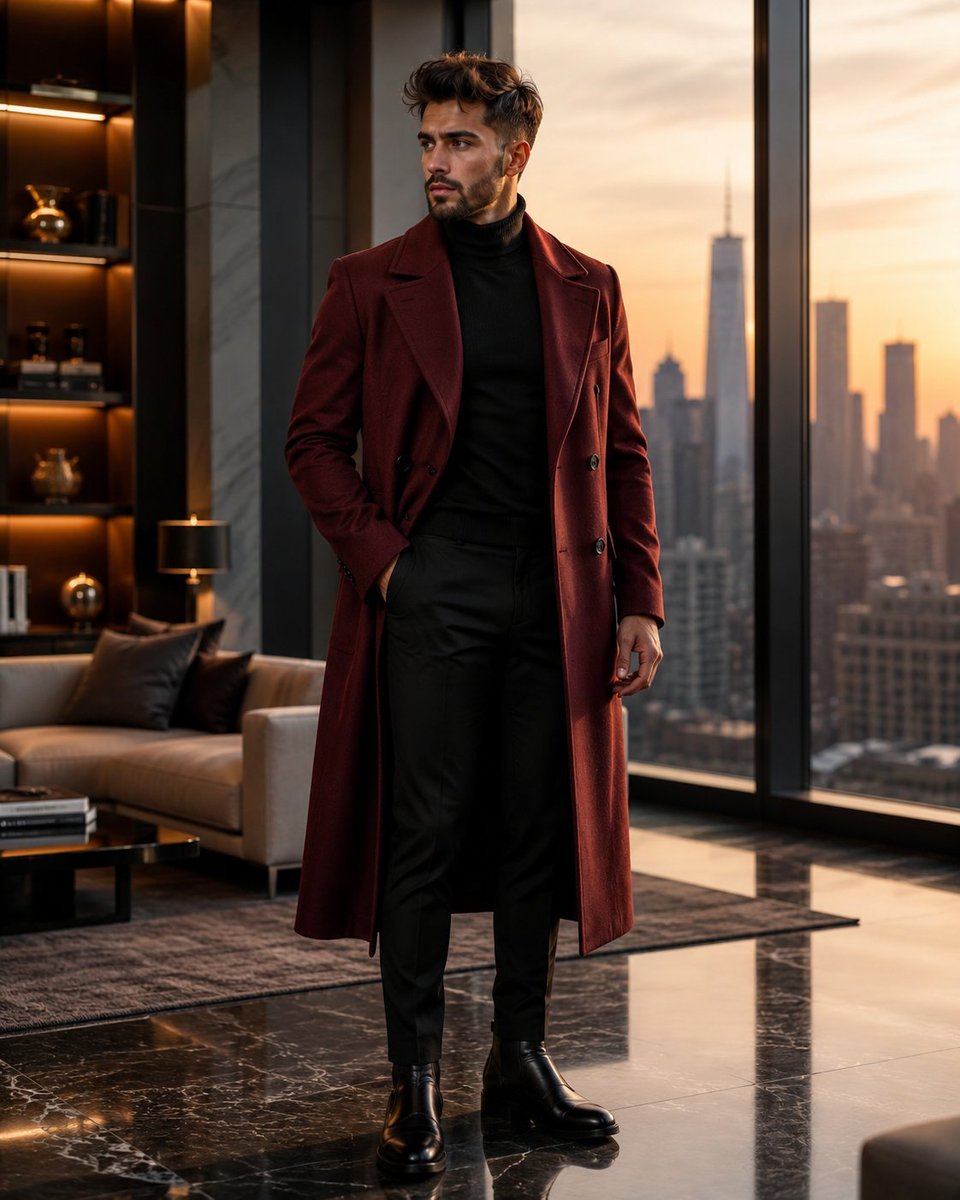 Ultra-realistic luxury men's fashion editorial photography, 8K HDR, hyper-detailed, Vogue-quality. A handsome… - AI提示词参考图，来自西西提示词
