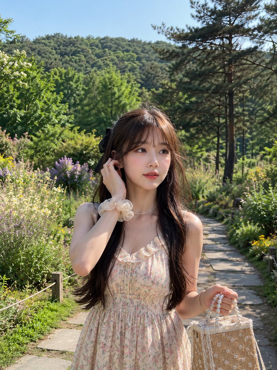 A dreamy photorealistic portrait of {argument name="subject" default="a beautiful young East Asian woman"} wa… - AI提示词参考图，来自西西提示词