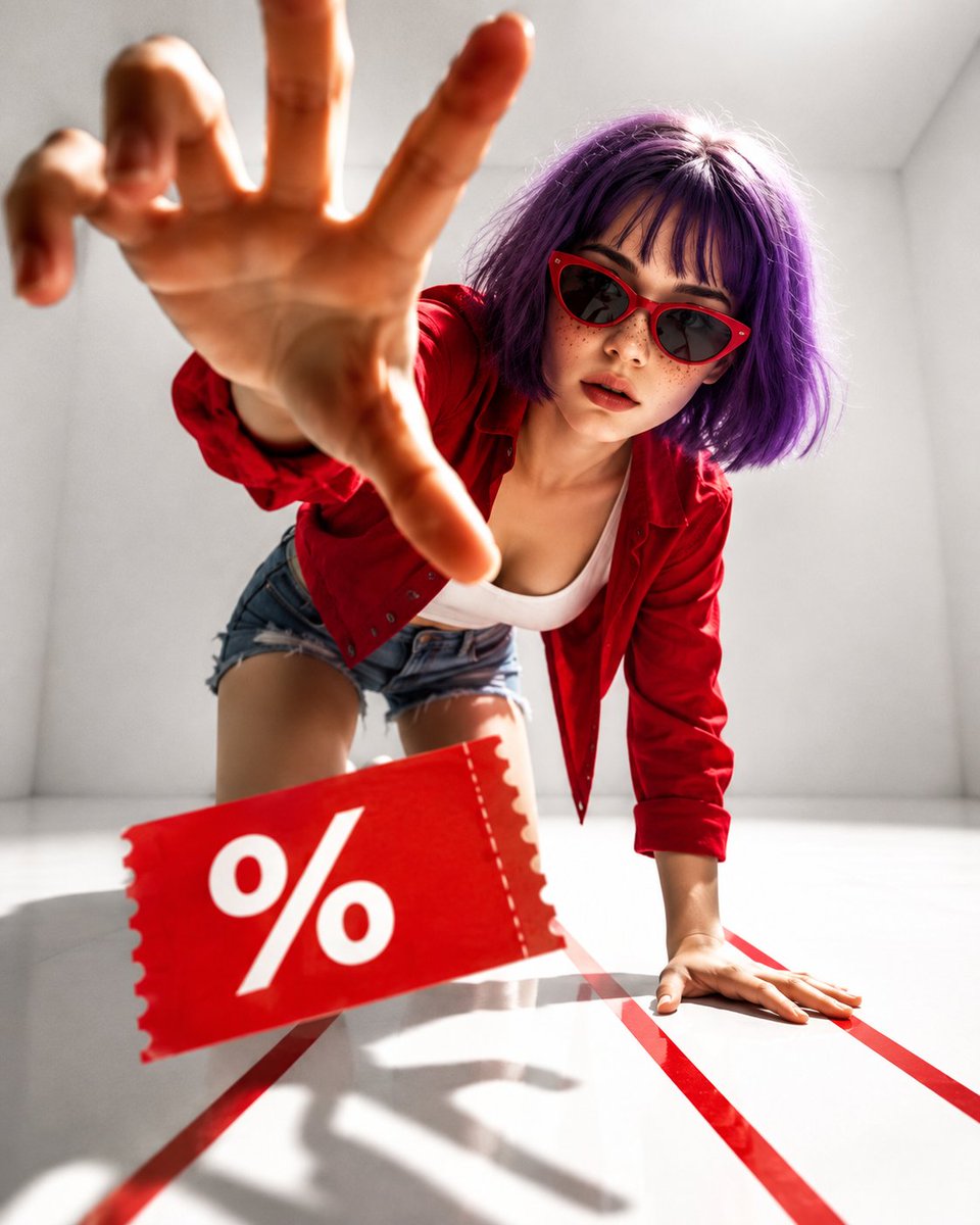 A dramatic, ultra-realistic fashion photograph of a young woman with a {argument name="hair style" default="s… - AI提示词参考图，来自西西提示词