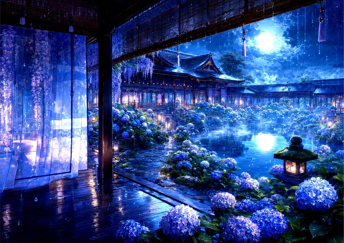 Japanese-style fantasy background illustration, high-saturation color illustration, no figures. A {argument n… - AI提示词参考图，来自西西提示词
