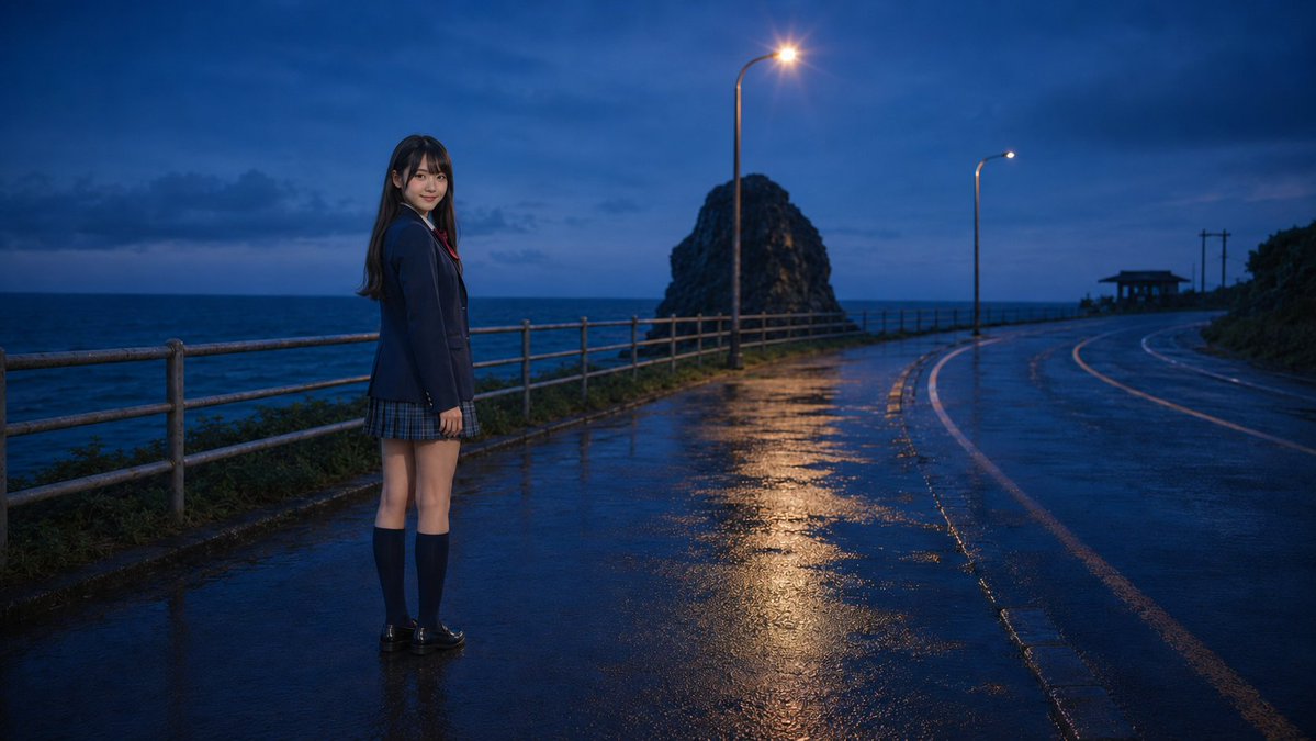 Create a cinematic photorealistic wide shot of {argument name="character name" default="a Japanese high schoo… - AI prompt reference from CC Prompt Galaxy
