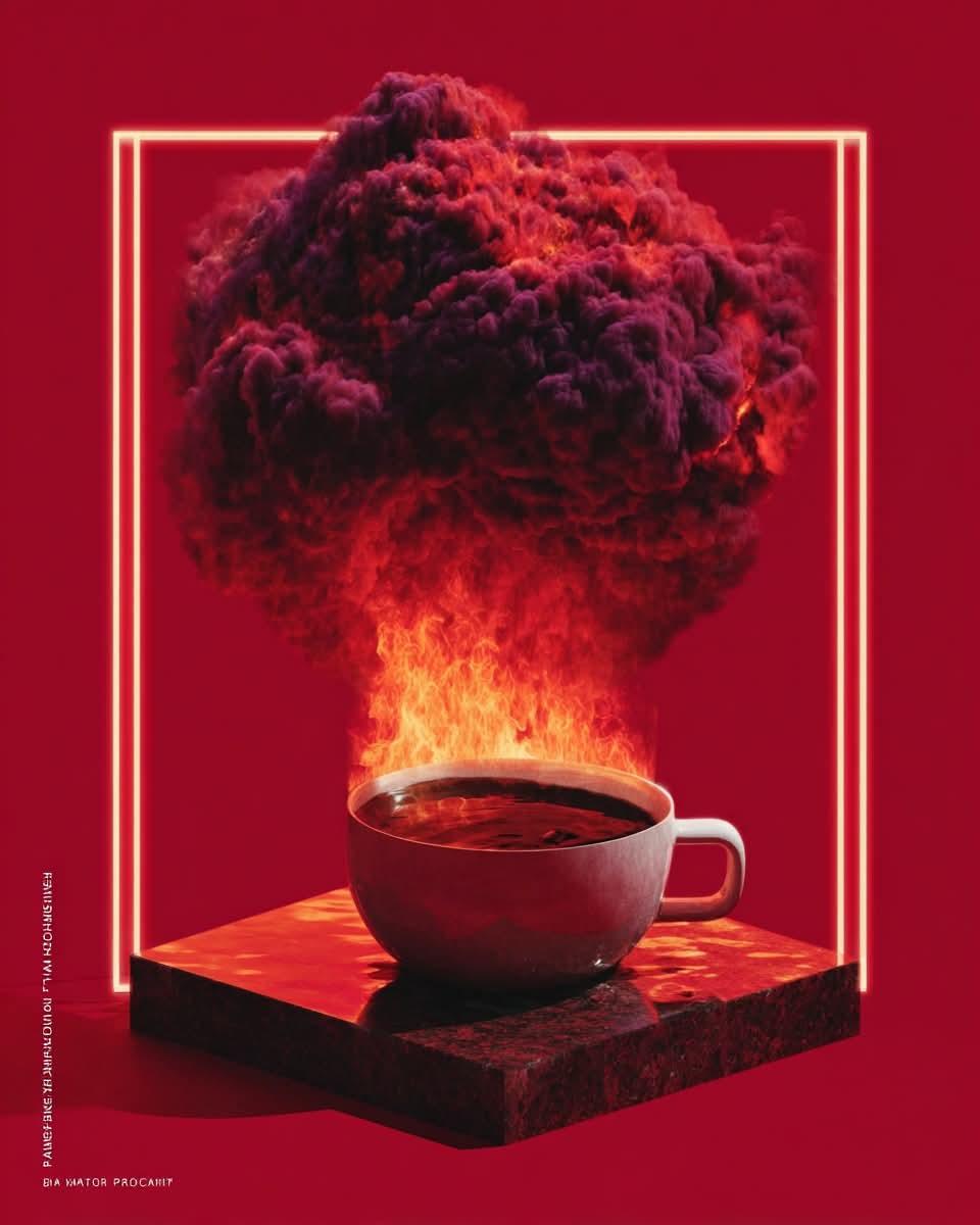 A surreal conceptual composition in {argument name="color tone" default="monochromatic deep red tones"}, feat… - AI提示词参考图,来自西西提示词