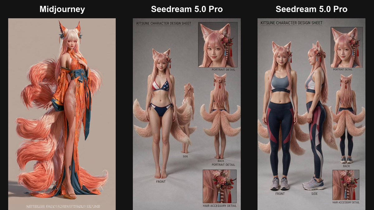 Make it a stylish "{argument name="outfit" default="swimsuit"}." The tail is a nine-tailed fox, so there are … - AI提示词参考图,来自西西提示词