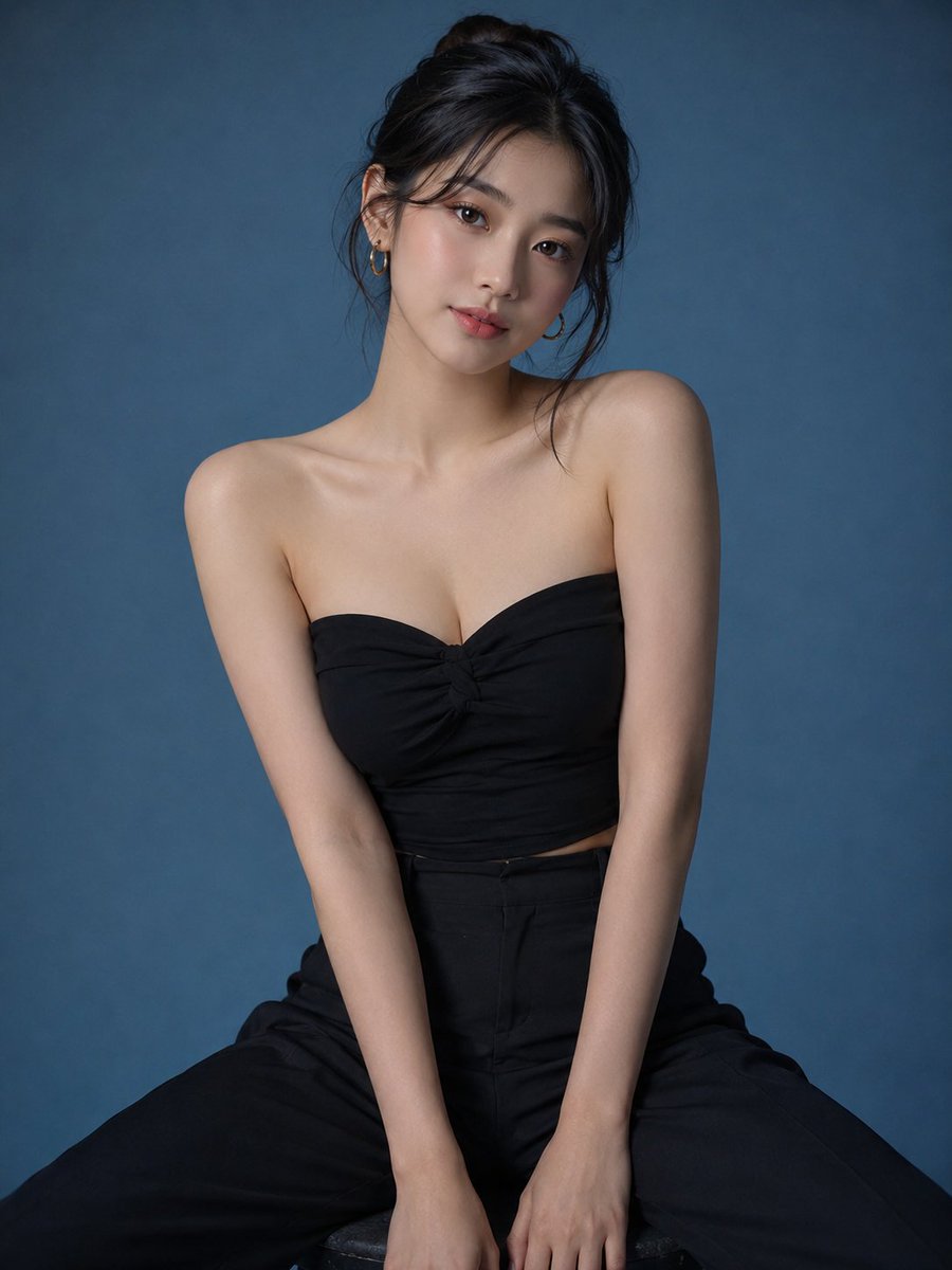 Ultra-realistic studio fashion portrait of a cute and elegant young {argument name="ethnicity" default="Korea… - AI提示词参考图，来自西西提示词