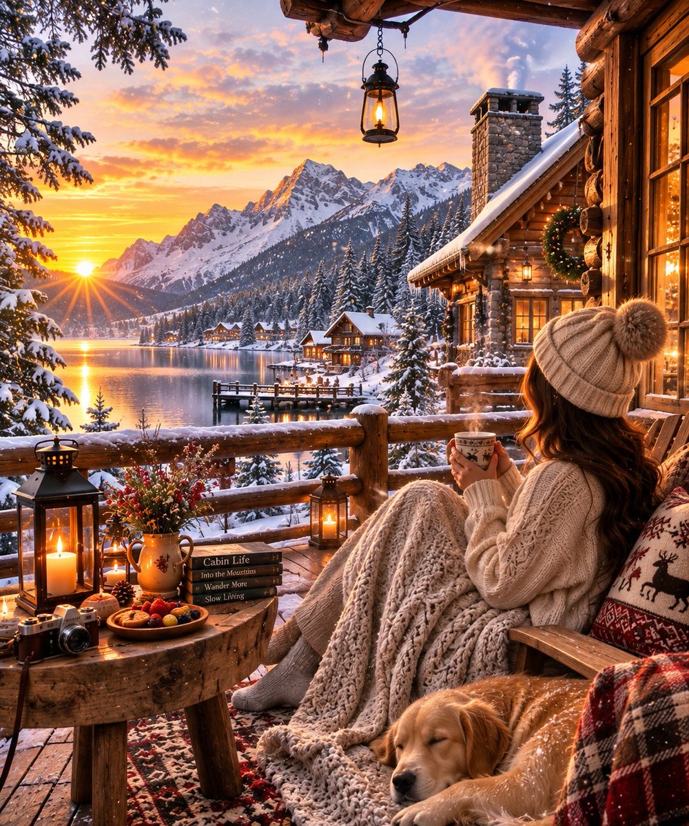 Create an ultra-realistic cinematic luxury winter travel photograph in portrait (9:16). Scene: A beautiful ha… - AI提示词参考图,来自西西提示词