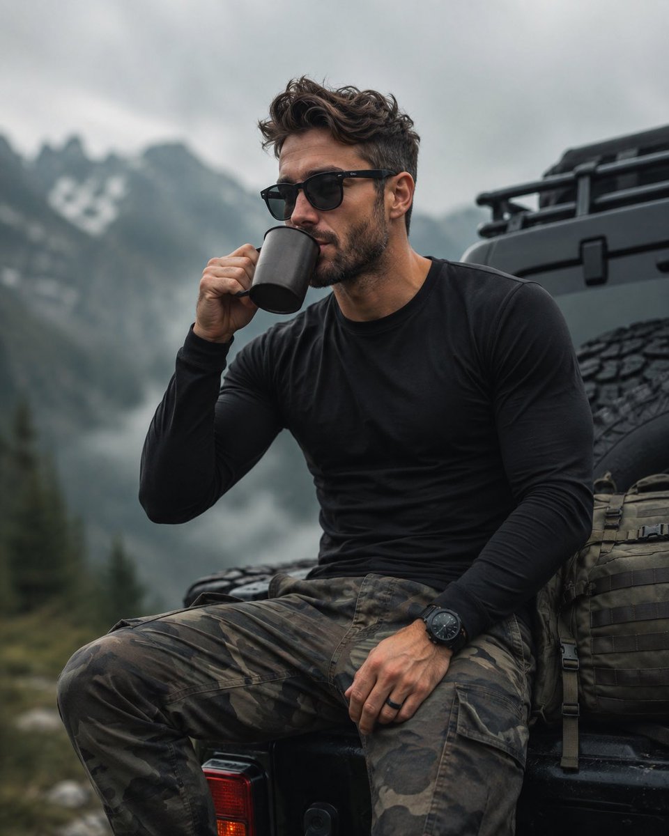 Cinematic portrait photography of a {argument name="subject" default="rugged athletic man"} with short dark h… - AI提示词参考图，来自西西提示词