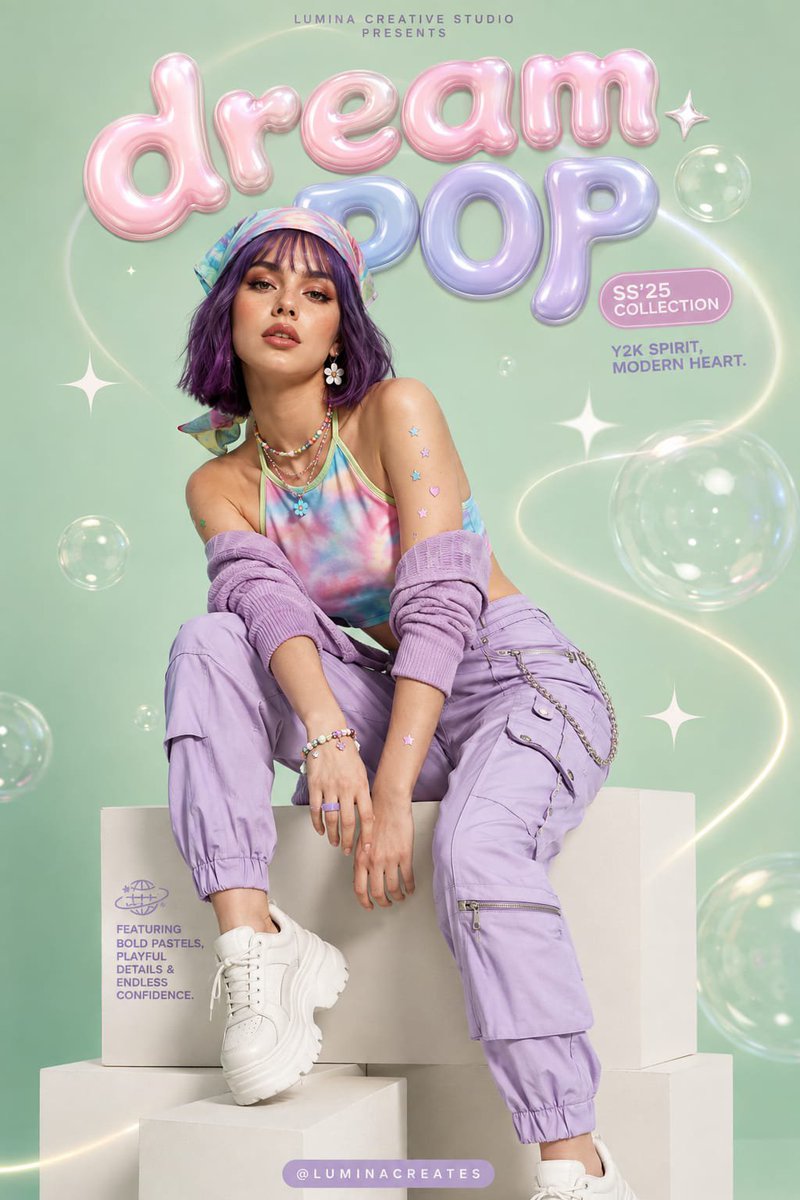 Create a premium Y2K-inspired fashion editorial poster featuring a stylish {argument name="subject" default="… - AI提示词参考图，来自西西提示词