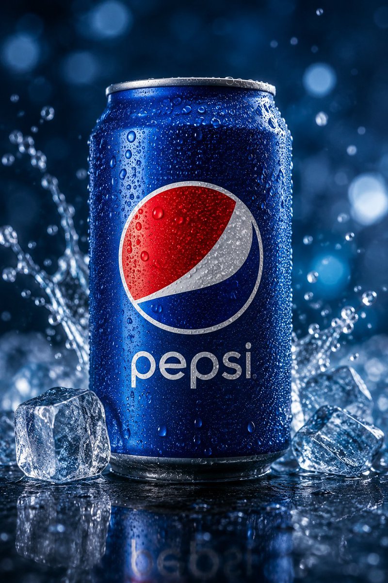 Cinematic Pepsi energy drink commercial, ultra-realistic product photography style. A sleek blue and silver P… - AI提示词参考图,来自西西提示词