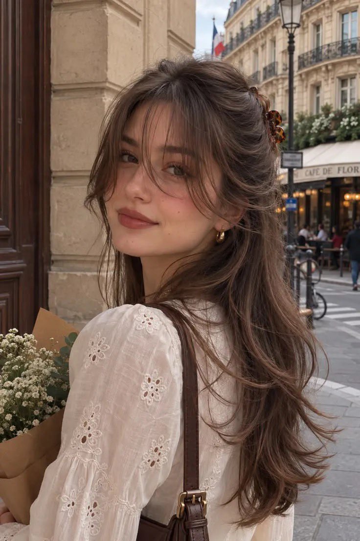 Photorealistic candid street-style portrait of a young woman in {argument name="city" default="Paris"}, stand… - AI提示词参考图，来自西西提示词