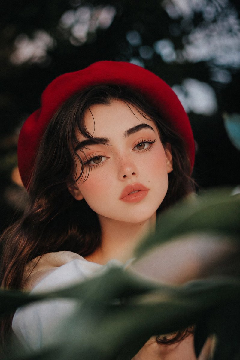 Create a photorealistic editorial portrait of a young woman with {argument name="hair color" default="dark br… - AI提示词参考图，来自西西提示词