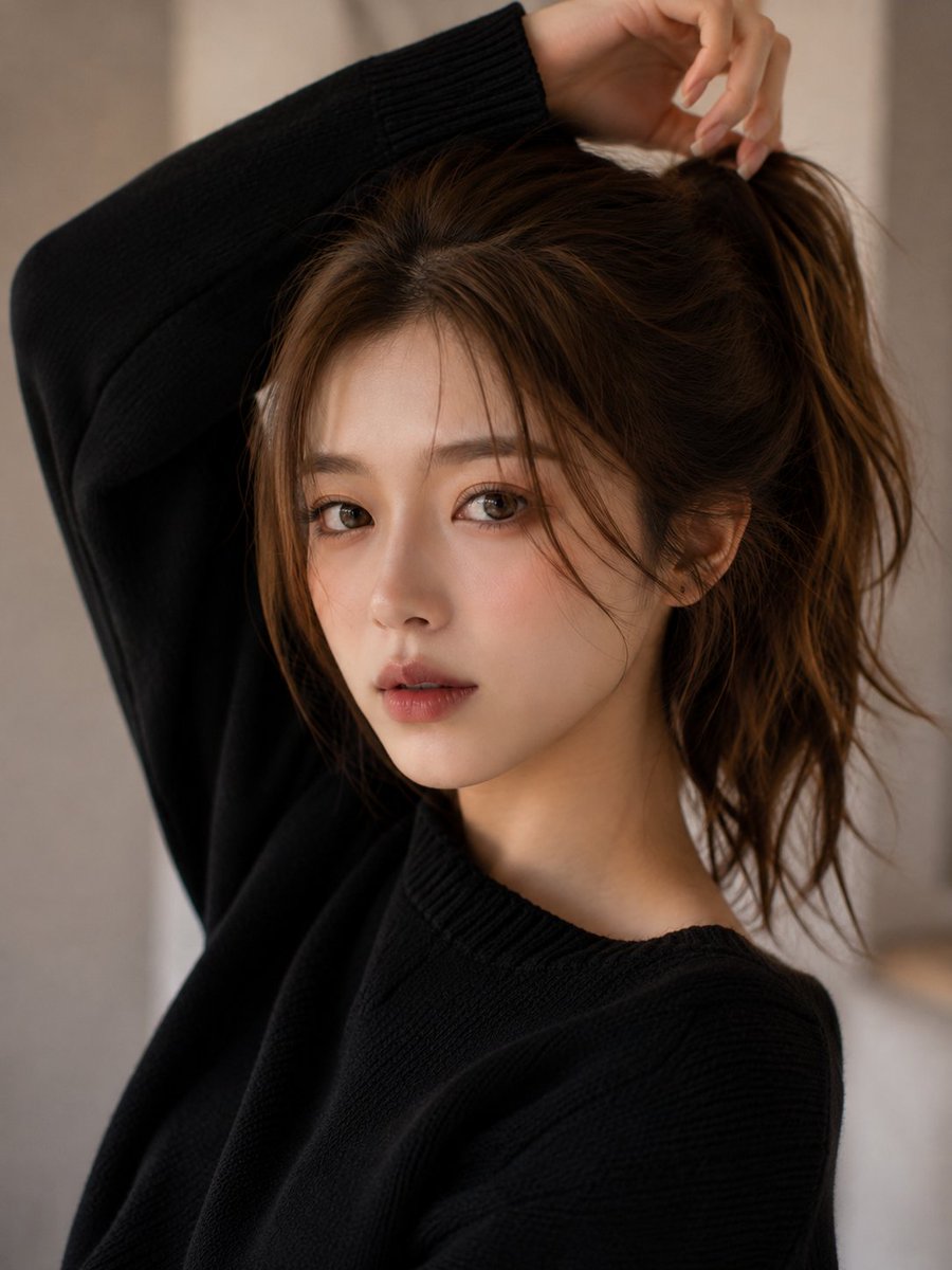 A cinematic close-up beauty portrait of a young woman with {argument name="hair color" default="soft chestnut… - AI提示词参考图,来自西西提示词