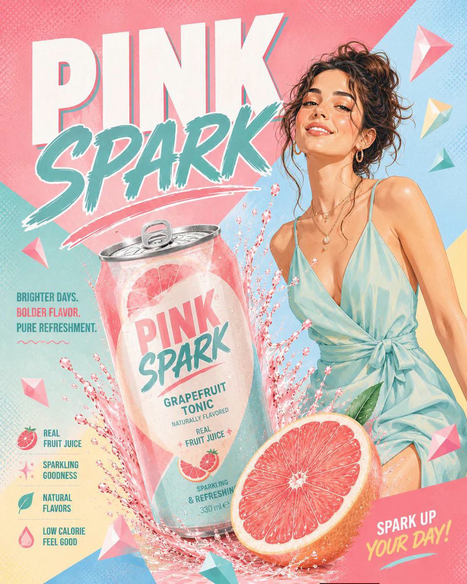 Pastel pop advertising illustration of {argument name="subject" default="HUMAN"} beside a tilted {argument na… - AI提示词参考图,来自西西提示词