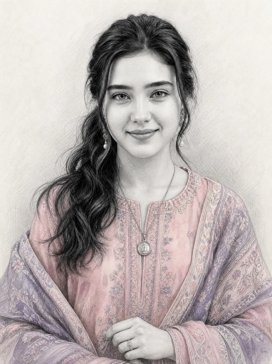 A hyper-realistic, soft graphite pencil sketch illustration with selective color, capturing the likeness, fac… - AI提示词参考图，来自西西提示词