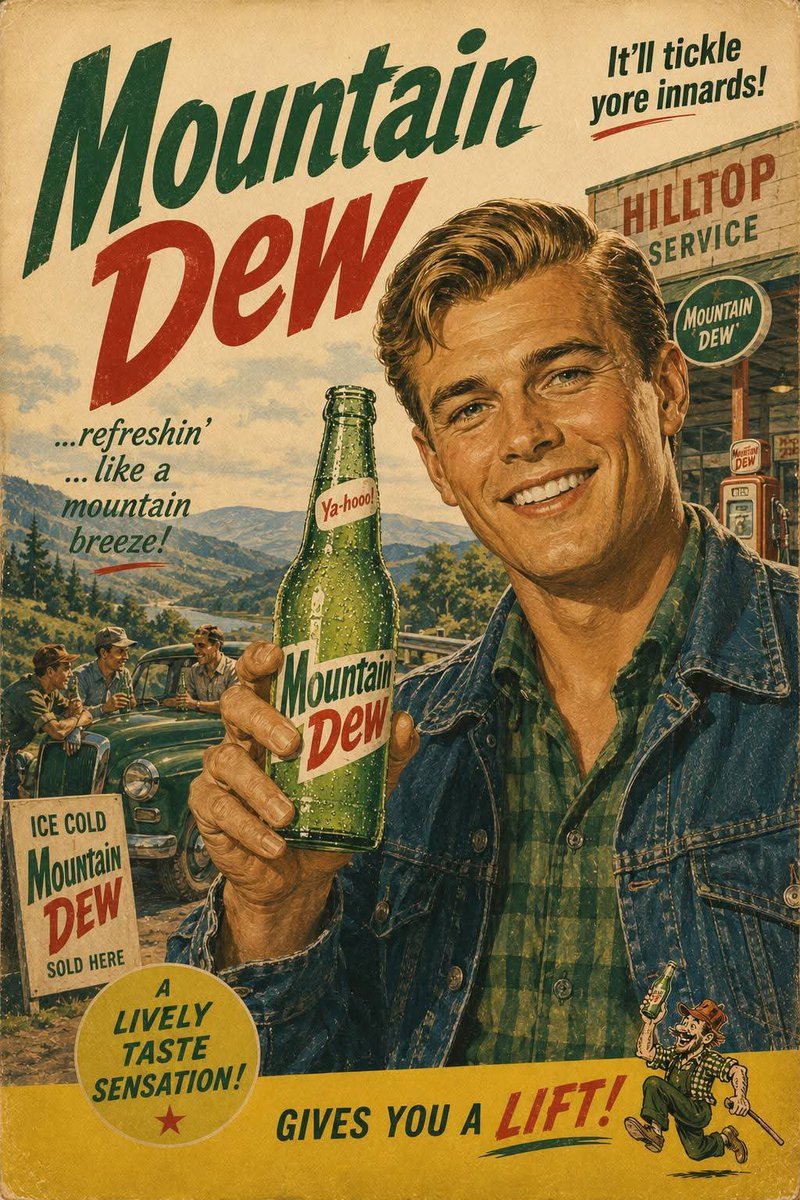 Authentic 1960s American advertising poster for {argument name="brand name" default="[BREW]"}, vintage mid-ce… - AI提示词参考图，来自西西提示词