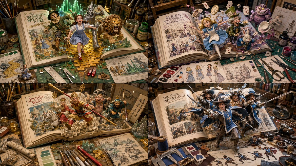 2x2 grid, 16:9 do this for open source real book universes { input variables: [{argument name="primary hero" … - AI prompt reference from CC Prompt Galaxy