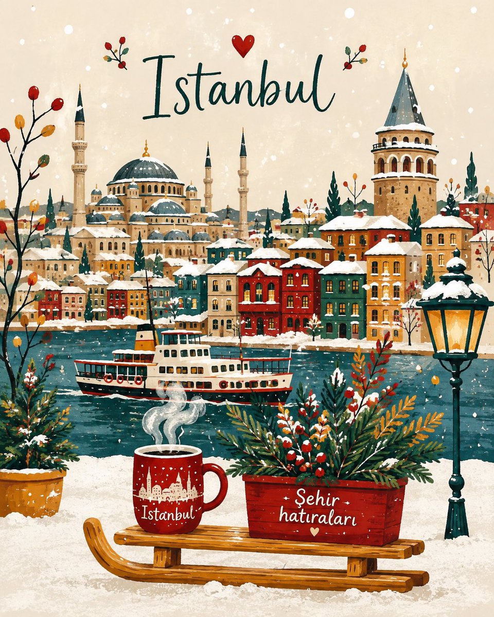 Create a charming vertical winter storybook illustration in a {argument name="art style" default="cozy hand-p… - AI提示词参考图，来自西西提示词