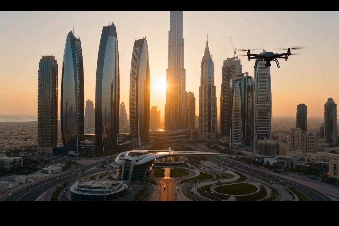 Create an ultra-realistic cinematic aerial still of {argument name="city" default="Dubai downtown skyline"} a… - AI提示词参考图,来自西西提示词
