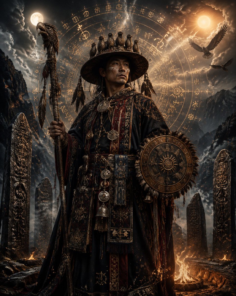 Create a dark cinematic fantasy portrait of {argument name="character name" default="a Yi ethnic Bimo high pr… - AI提示词参考图，来自西西提示词