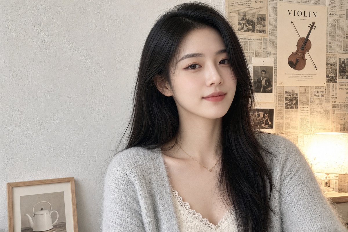Create a realistic casual girlfriend-style indoor selfie portrait in a 3:2 landscape frame. Show a young {arg… - AI提示词参考图，来自西西提示词