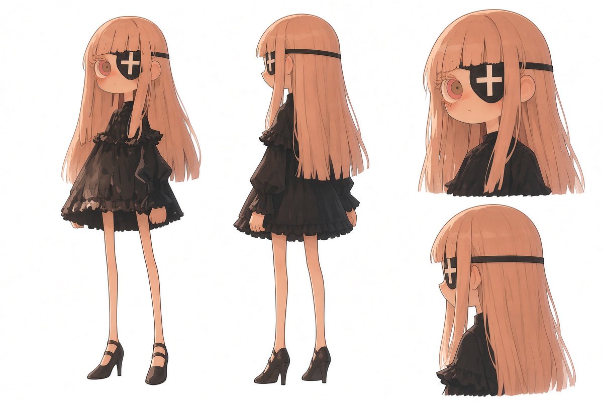 Goal: Create a clean anime character design sheet for {argument name="character name" default="an unnamed got… - AI提示词参考图，来自西西提示词
