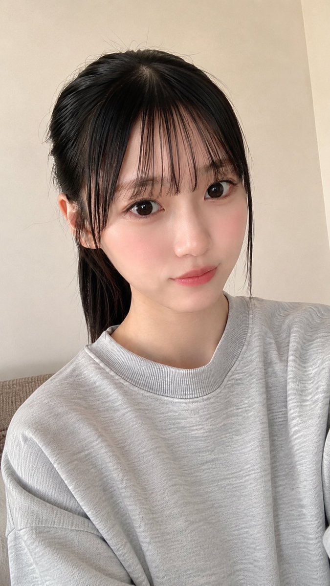 Create an ultra-realistic vertical smartphone selfie portrait of a young East Asian woman with {argument name… - AI提示词参考图，来自西西提示词