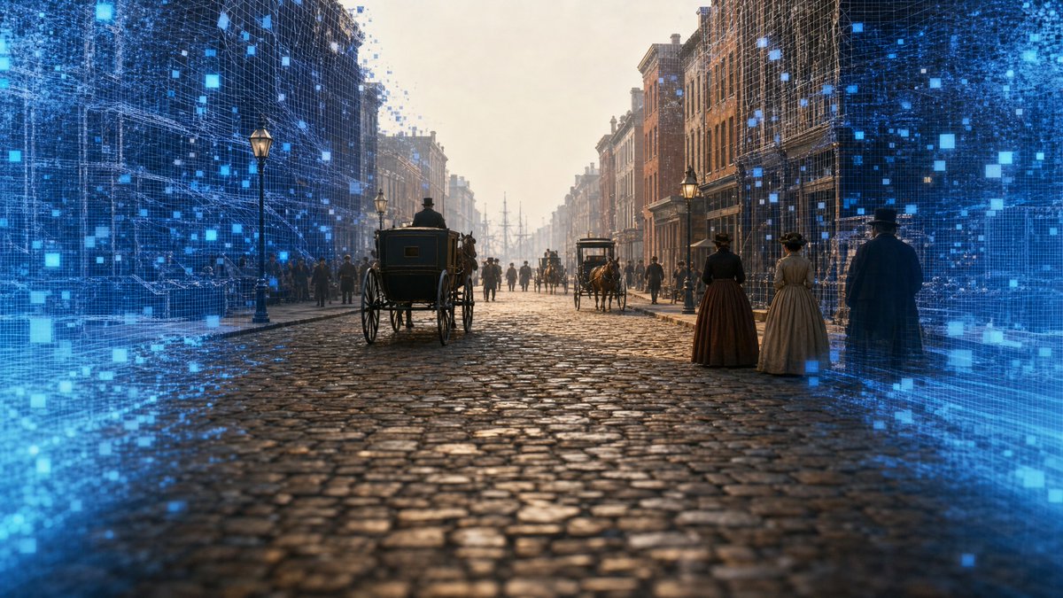 Create a cinematic photorealistic wide-angle scene of {argument name="historical city and year" default="New … - AI prompt reference from CC Prompt Galaxy