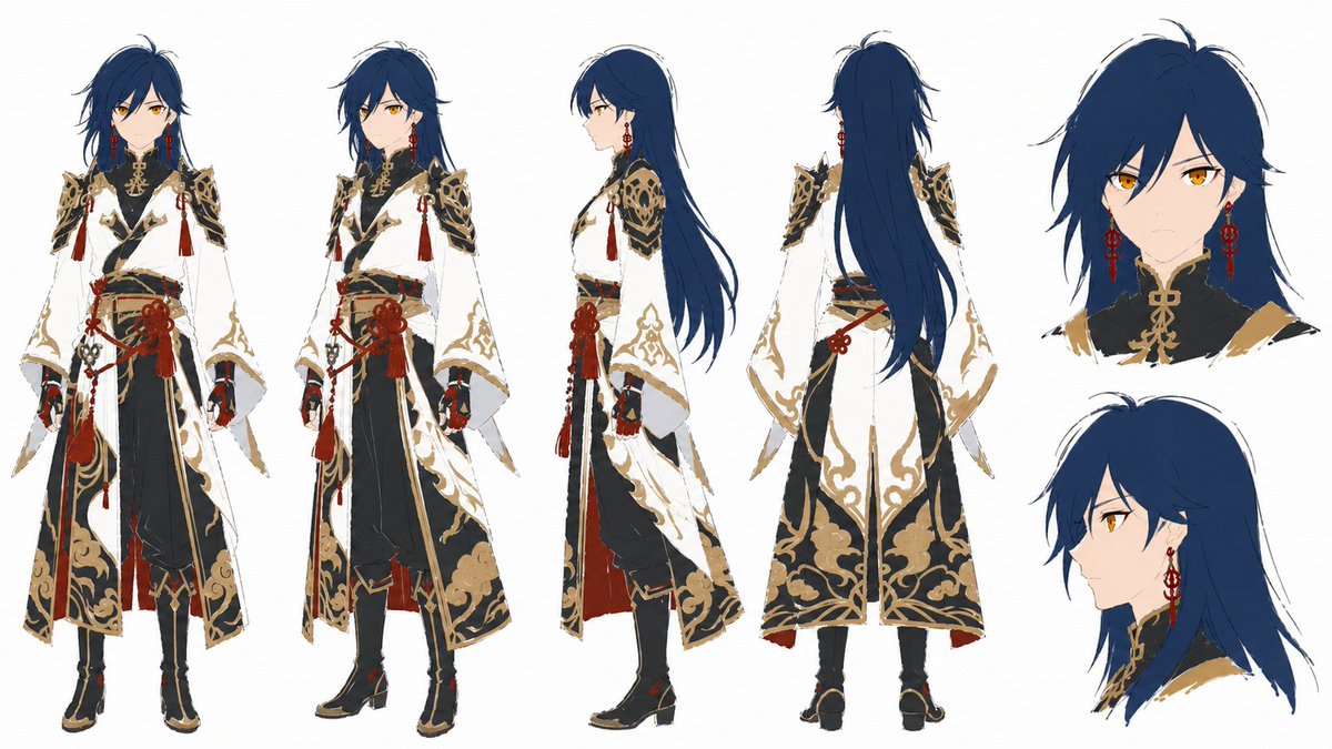 Goal: Create a clean anime character reference sheet in a loose hand-drawn concept-art style for {argument na… - AI提示词参考图，来自西西提示词
