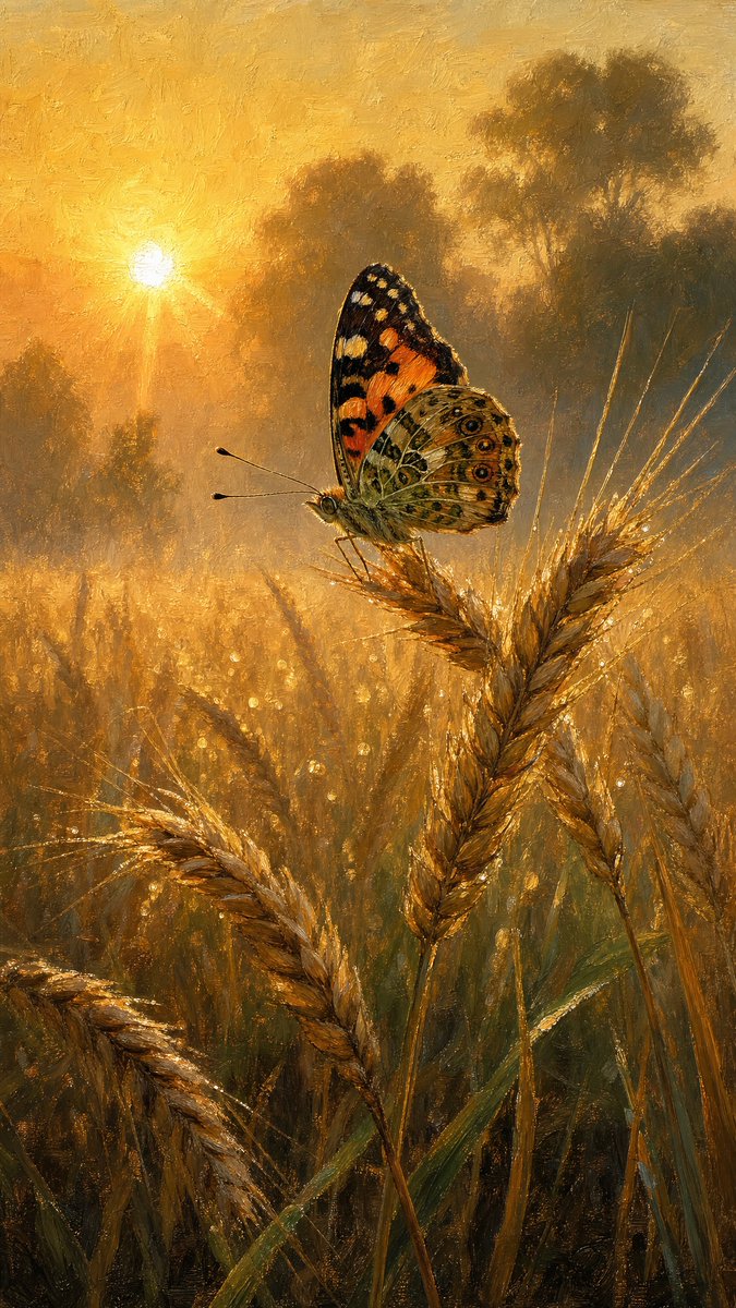 Oil painting of a {argument name="subject" default="butterfly"} resting on a {argument name="plant" default="… - AI提示词参考图,来自西西提示词