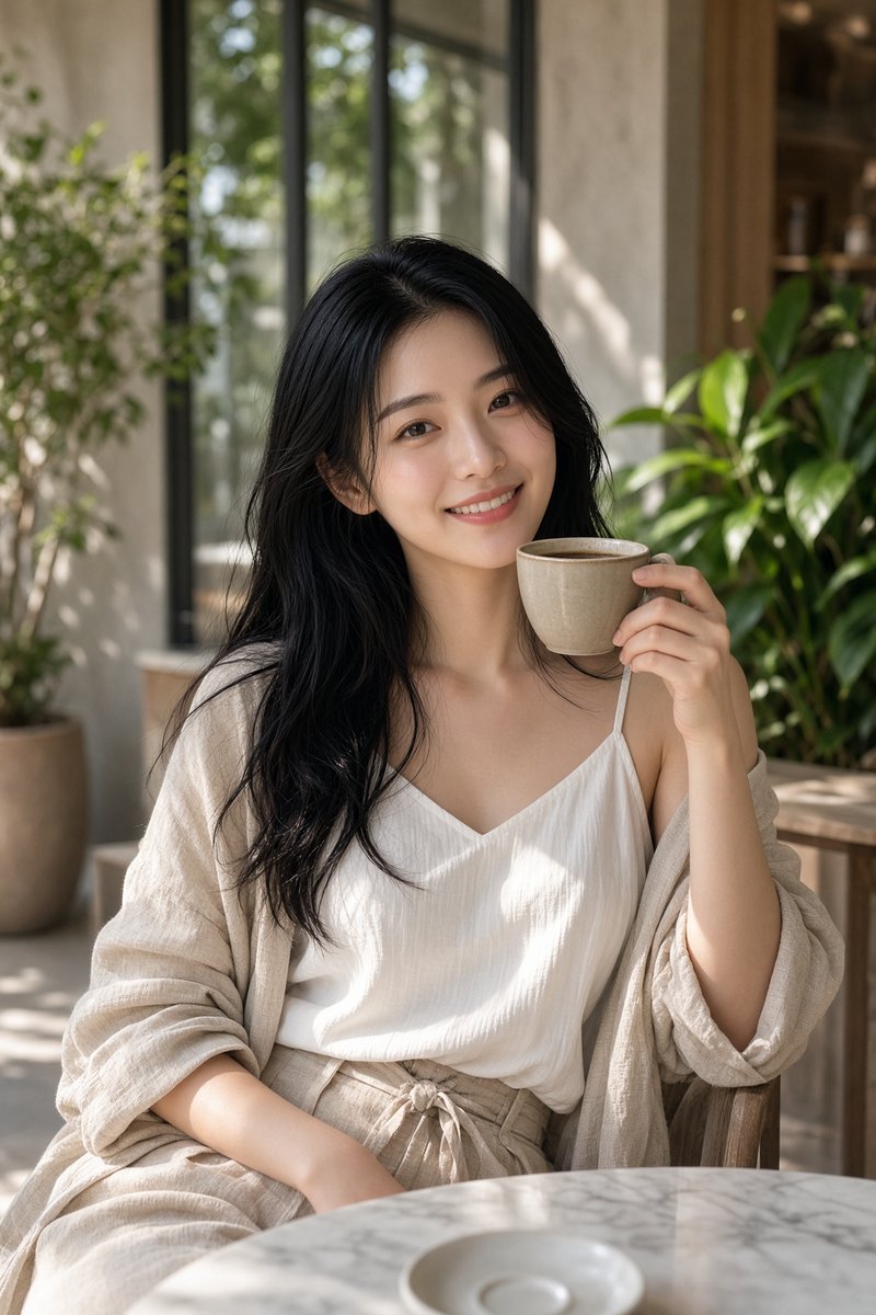 Create a highly realistic lifestyle portrait of a {argument name="subject" default="young East Asian woman in… - AI提示词参考图，来自西西提示词