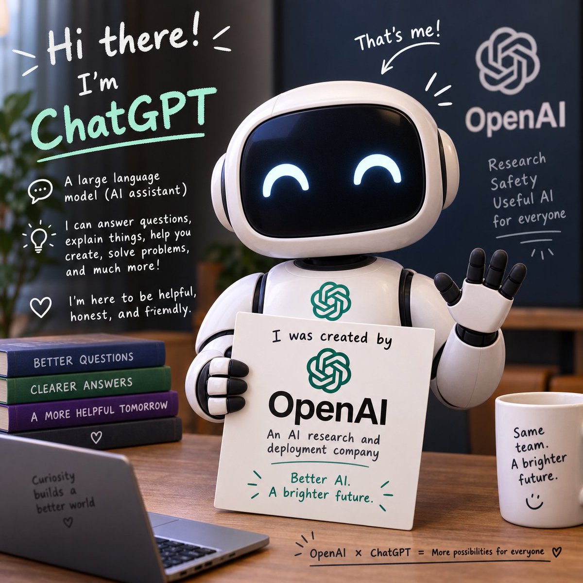 Goal: Create a cheerful square promotional 3D illustration introducing {argument name="assistant name" defaul… - AI提示词参考图，来自西西提示词