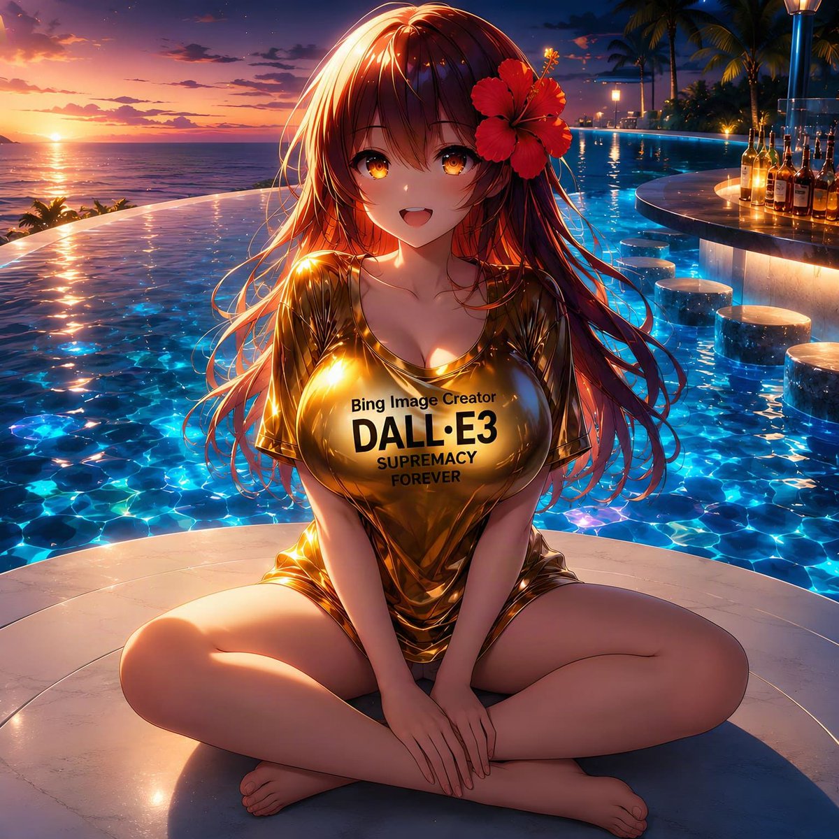 Create a glossy anime-style resort illustration of {argument name="character name" default="a cheerful young … - AI提示词参考图，来自西西提示词