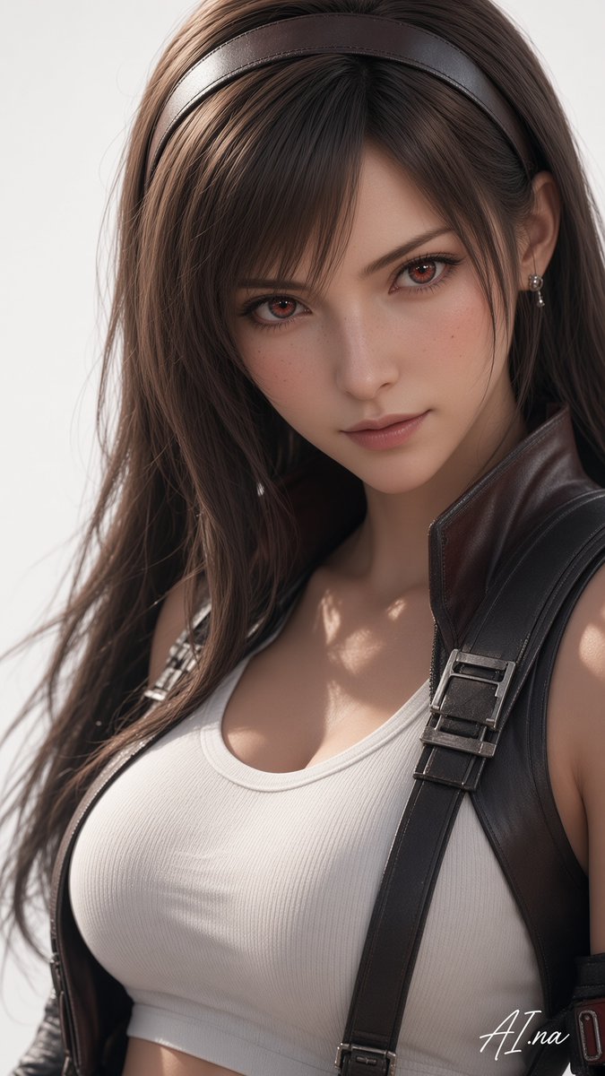 Create a hyper-realistic vertical close-up portrait of {argument name="character name" default="Tifa Lockhart… - AI提示词参考图，来自西西提示词