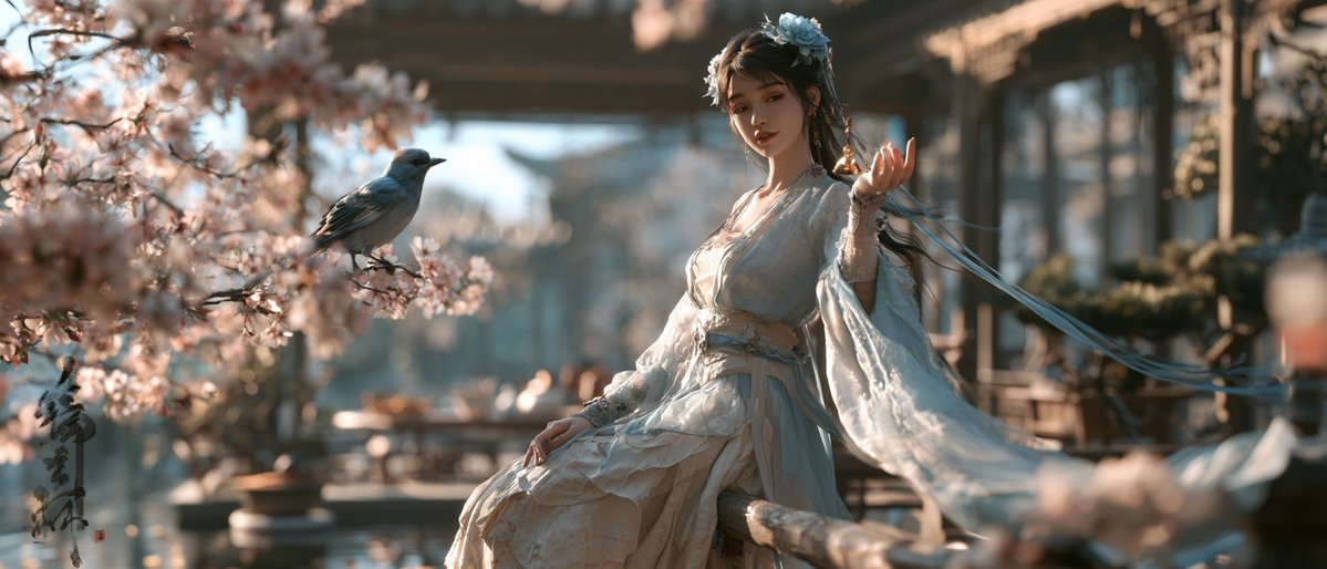 Aspect ratio: 21:9. Maintain the 3D CG rendering style of a high-finish Oriental ancient fantasy game promoti… - AI提示词参考图，来自西西提示词