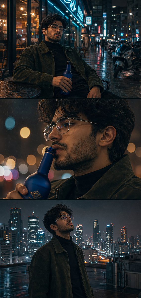 Create an ultra-realistic cinematic three-panel vertical triptych portrait of a {argument name="character" de… - AI提示词参考图，来自西西提示词