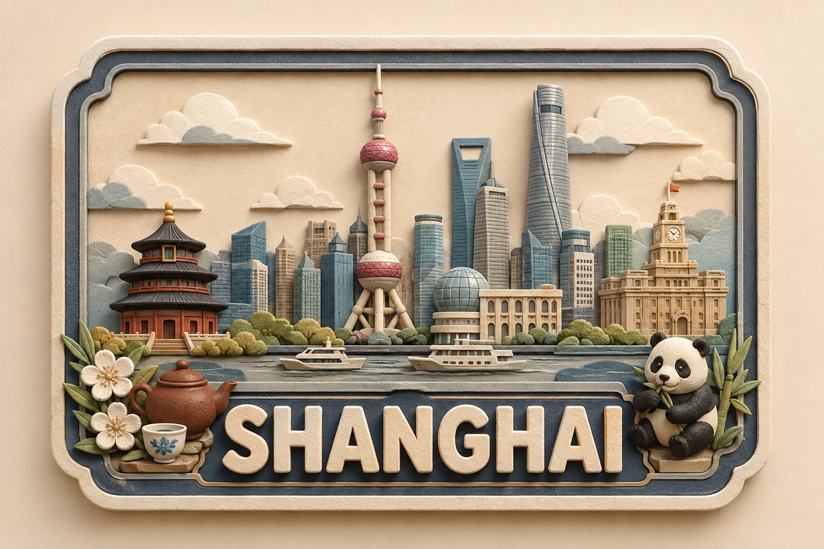 Create a premium, cute, handcrafted 3D paper-and-soft-clay destination plaque for {argument name="location" d… - AI提示词参考图，来自西西提示词