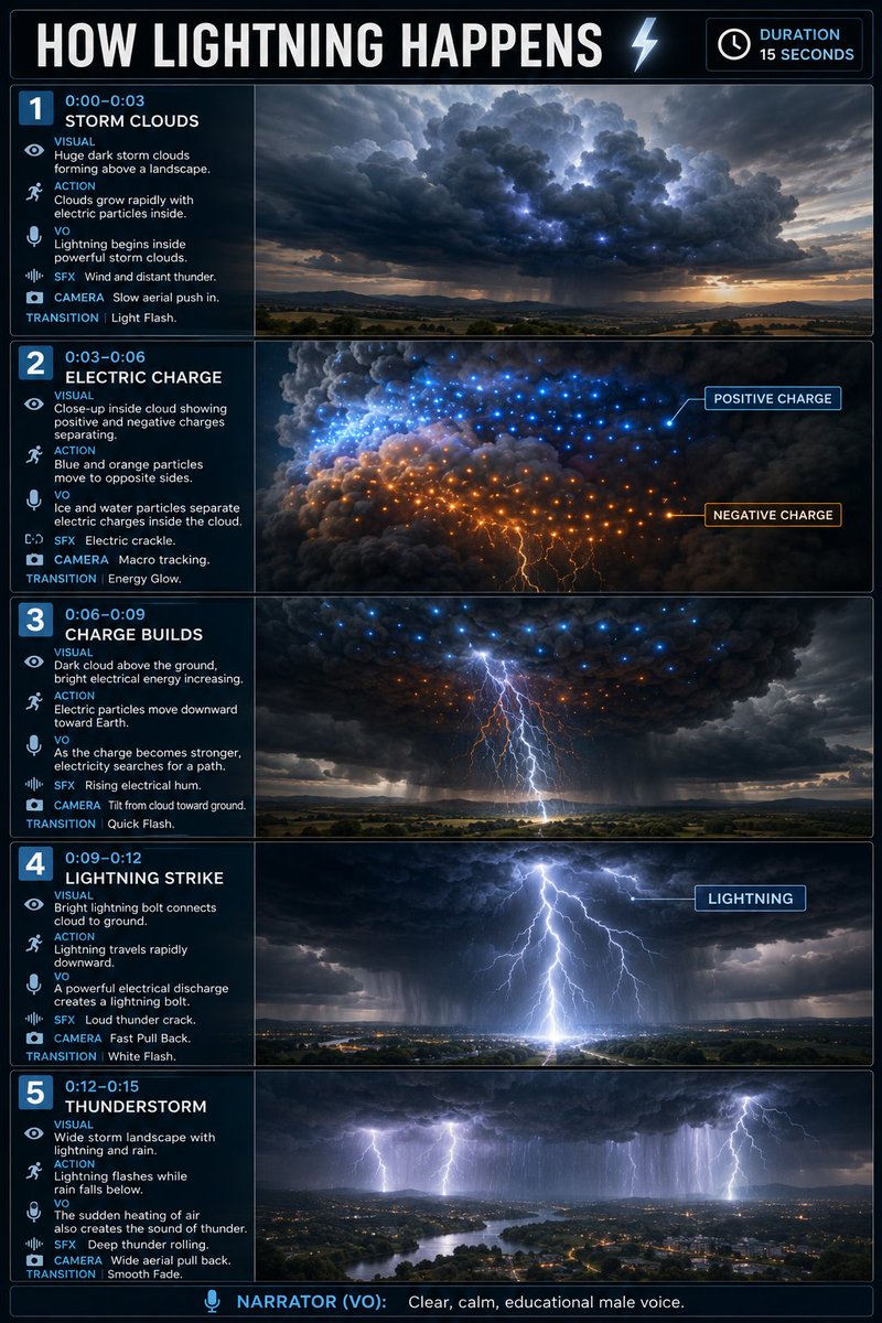 Create a vertical 2:3 educational storyboard infographic, 5 horizontal scenes, cinematic realistic 3D science… - AI提示词参考图，来自西西提示词