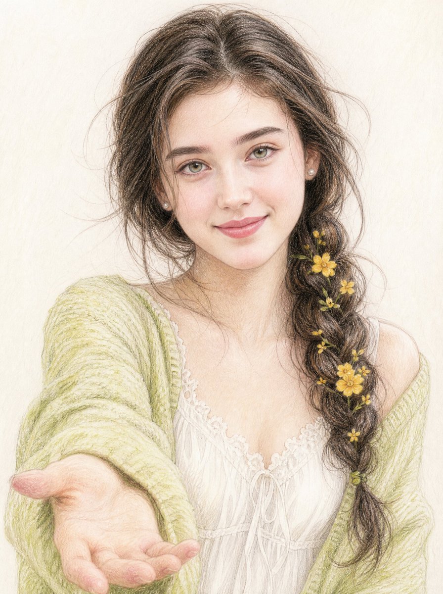 Half-body portrait of a {argument name="subject" default="beautiful young woman with long wavy dark brown hai… - AI提示词参考图，来自西西提示词