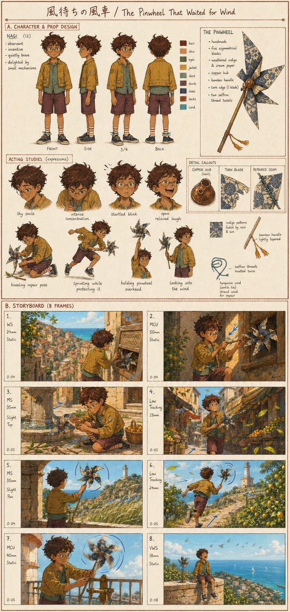 Please create a single vertical animation development board for the original short film '{argument name="film… - AI提示词参考图，来自西西提示词