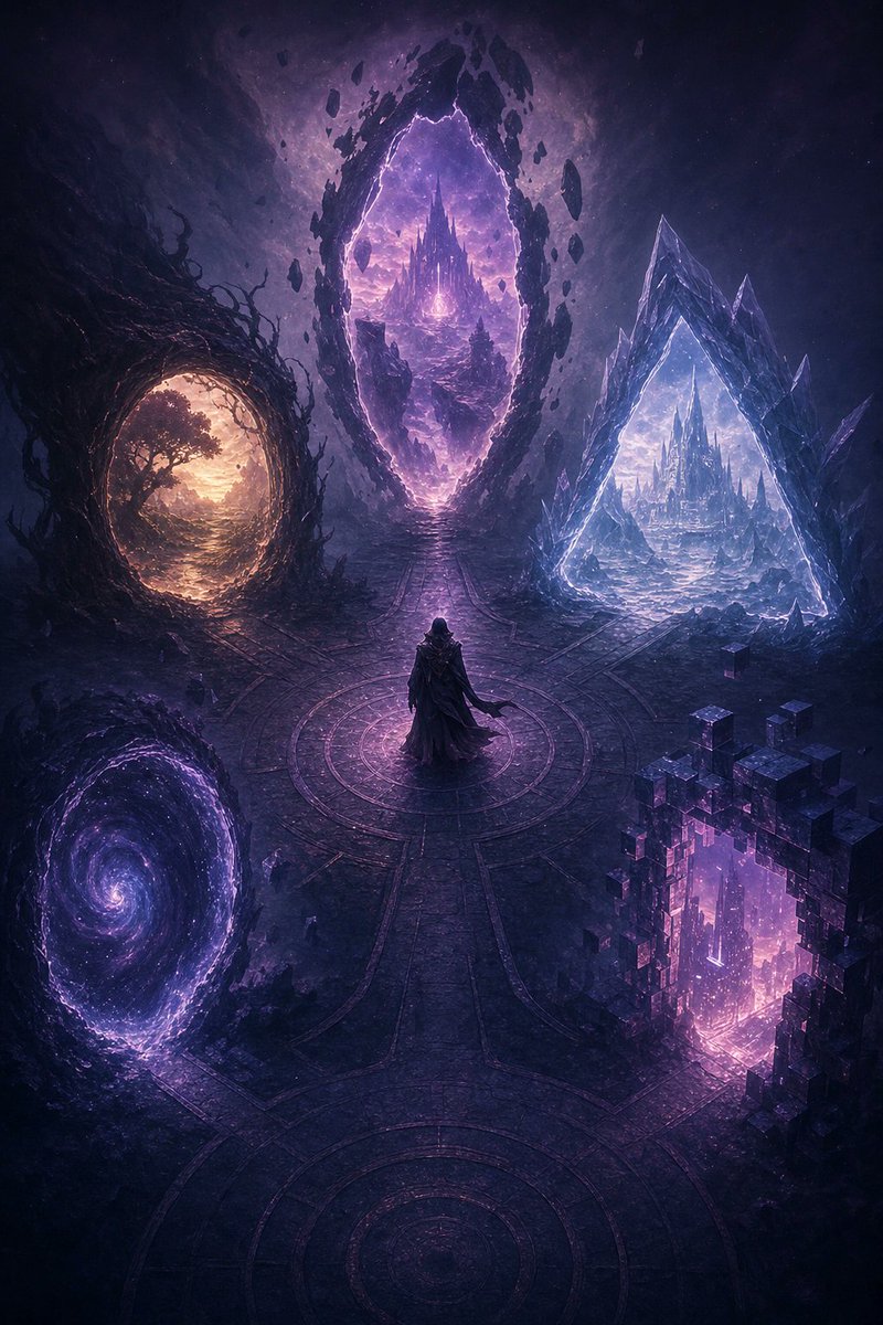 Create a vertical fantasy achievement artwork for {argument name="achievement name" default="Worldwalker"}: a… - AI提示词参考图，来自西西提示词