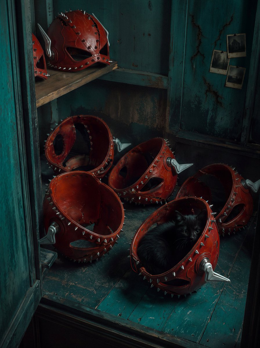 Using the provided reference image as the design source for the red spiked leather helmet/mask, transform it … - AI prompt reference from CC Prompt Galaxy